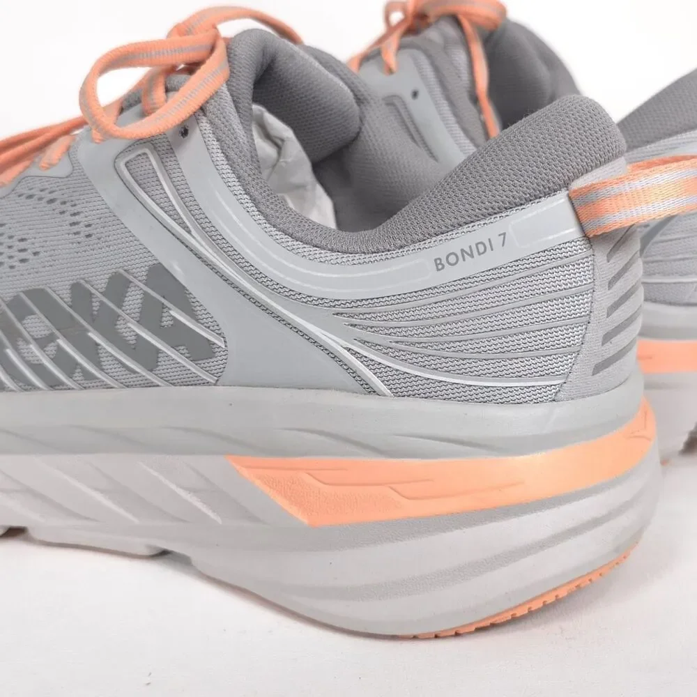 HOKA‎ Women's US 9 Gray Peach Athletic Sneakers Running Cushioned BONDI 7
